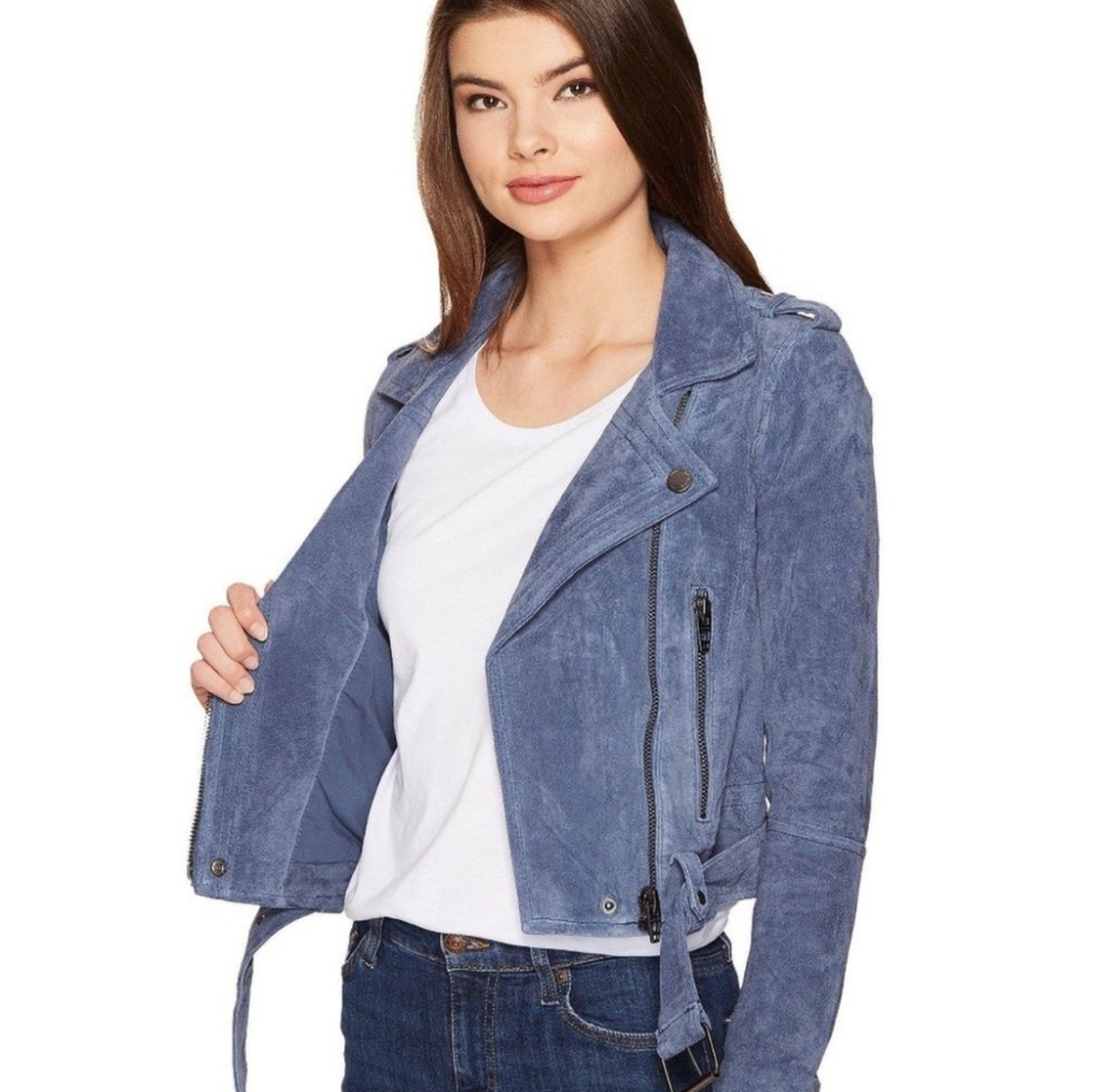 BLANK NYC Blue Suede Moto Jacket - Picture 3 of 12